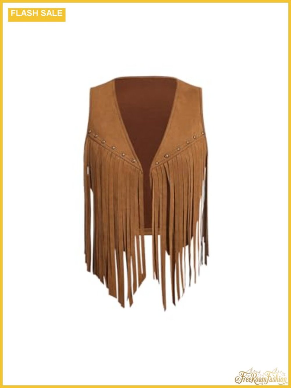 Faux Suede Fringe Vest Crop Jacket 70s Hippie Cowgirl Tassel Cardigan